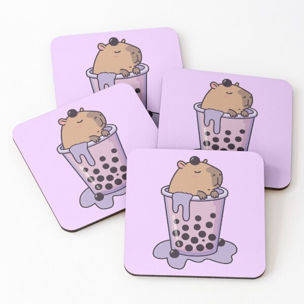 Item preview, Cute Capybara in Boba Tea Cup – Boba Time Kawaii Animal Art designed and sold by imaginariun.