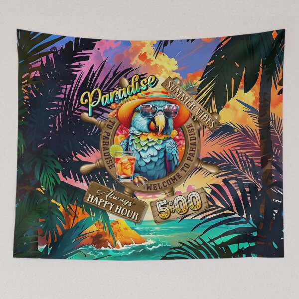 Item preview, Always Happy Hour in Paradise It's 5 o'clock Parrot Summer Vibes designed and sold by MindWave THC.
