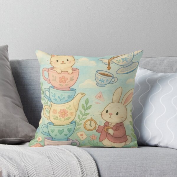 Artikelvorschau, Tea Time Whimsy – Gemütliches Kaninchen und schwimmende Tassen entworfen und verkauft von Inkria.