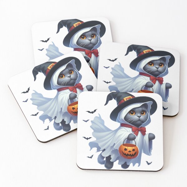 Item preview, Witchy Cat in Ghost Costume designed and sold by TeetasticBtque.