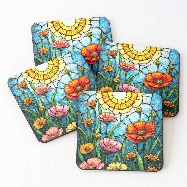 Item preview, Vibrant Stained Glass Wildflowers, Colorful Floral Art Decal, Faux Leaded Glass Sunny Wildflower Meadow, Simulated Stained Glass Art, Botanical Window Cling designed and sold by Connys Colorful World.