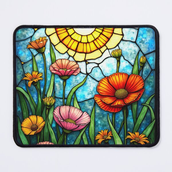 Item preview, Vibrant Stained Glass Wildflowers, Colorful Floral Art Decal, Faux Leaded Glass Sunny Wildflower Meadow, Simulated Stained Glass Art, Botanical Window Cling designed and sold by Connys Colorful World.