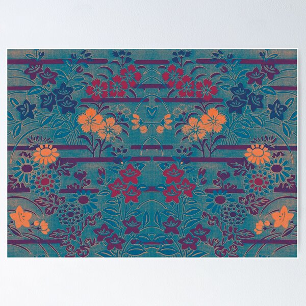 Aperçu de l'œuvre Motif de kimono floral japonais traditionnel avec des motifs de fleurs stylisées créée et vendue par Starpuffdesign.