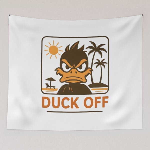 Item preview, Duck Off – Angry Duck at the Beach Cartoon Design designed and sold by Fragy72.