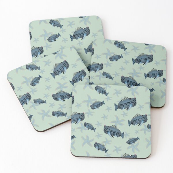 Item preview, Starry Fish on soft blue designed and sold by phatlizzardart.