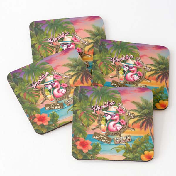 Item preview, Always Happy Hour in Paradise It's 5 o'clock Flamingo Bird Summer Vibes designed and sold by MindWave THC.