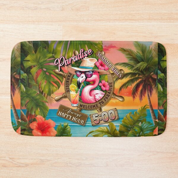 Item preview, Always Happy Hour in Paradise It's 5 o'clock Flamingo Bird Summer Vibes designed and sold by MindWave THC.