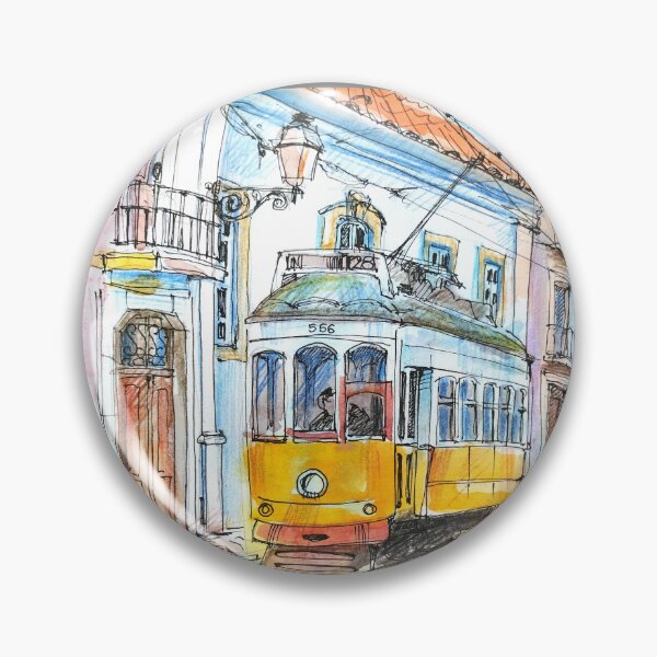 Item preview, Yellow Tram in Lisbon – Watercolor Street Illustration Print designed and sold by Nadia-joy.