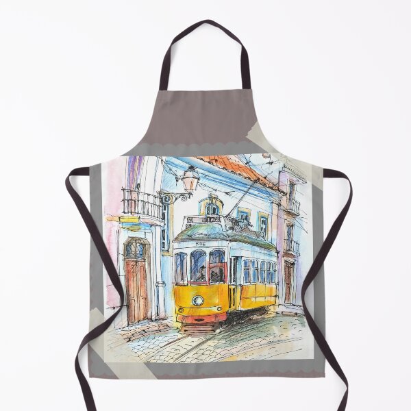 Item preview, Yellow Tram in Lisbon – Watercolor Street Illustration Print designed and sold by Nadia-joy.