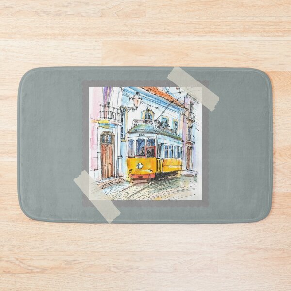 Item preview, Yellow Tram in Lisbon – Watercolor Street Illustration Print designed and sold by Nadia-joy.
