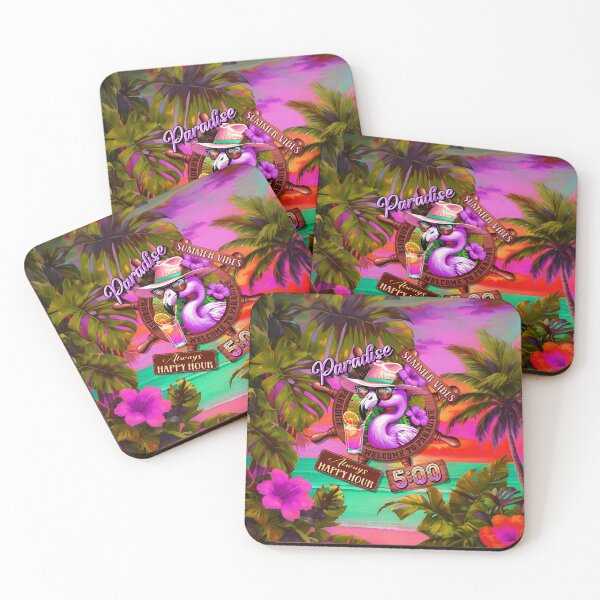 Item preview, Always Happy Hour in Paradise It's 5 o'clock Flamingo Bird Summer Vibes designed and sold by MindWave THC.