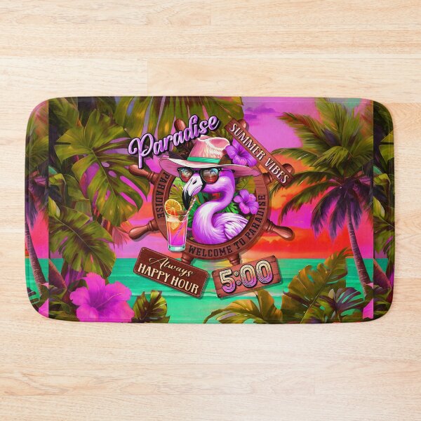 Item preview, Always Happy Hour in Paradise It's 5 o'clock Flamingo Bird Summer Vibes designed and sold by MindWave THC.
