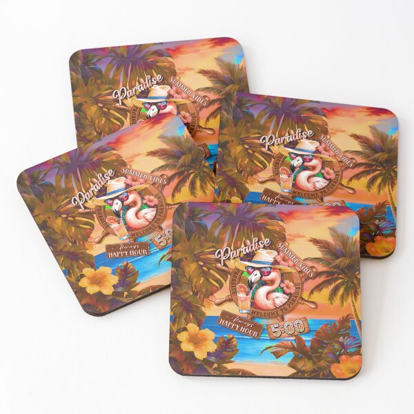 Item preview, Always Happy Hour in Paradise It's 5 o'clock Flamingo Bird Summer Vibes designed and sold by MindWave THC.