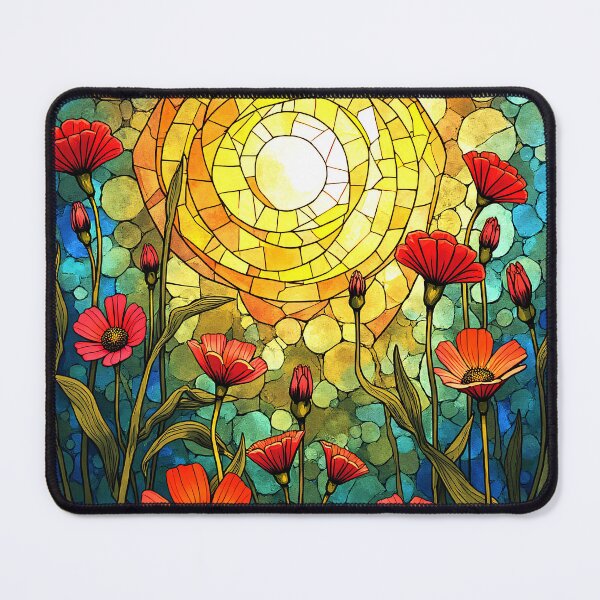 Item preview, Stained Glass Poppies Window Cling, Vibrant Floral Art Decal, Faux Leaded Glass Panel, Colorful Poppy Bloom, Bright Floral Decal designed and sold by Connys Colorful World.