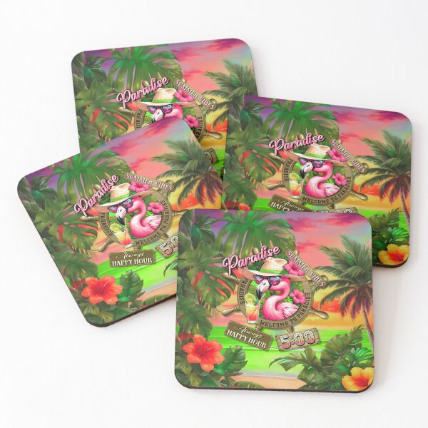 Item preview, Always Happy Hour in Paradise It's 5 o'clock Flamingo Bird Summer Vibes designed and sold by MindWave THC.