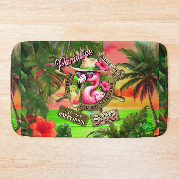 Item preview, Always Happy Hour in Paradise It's 5 o'clock Flamingo Bird Summer Vibes designed and sold by MindWave THC.