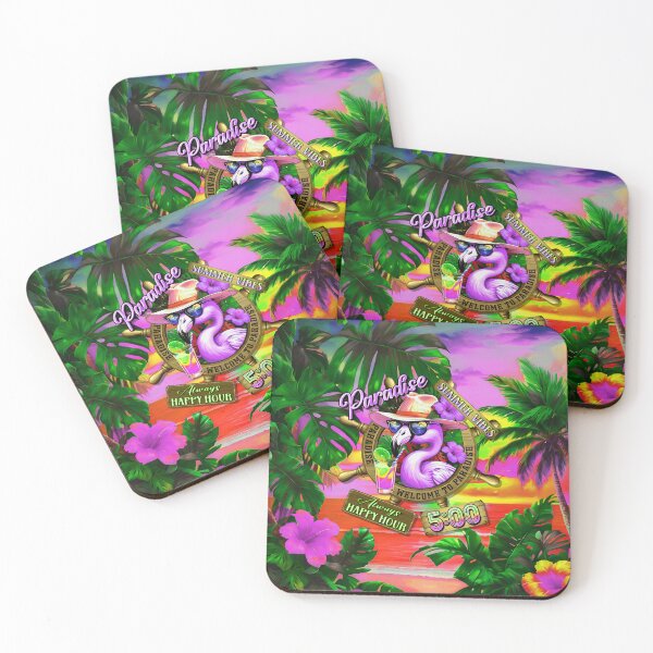 Item preview, Always Happy Hour in Paradise It's 5 o'clock Flamingo Bird Summer Vibes designed and sold by MindWave THC.
