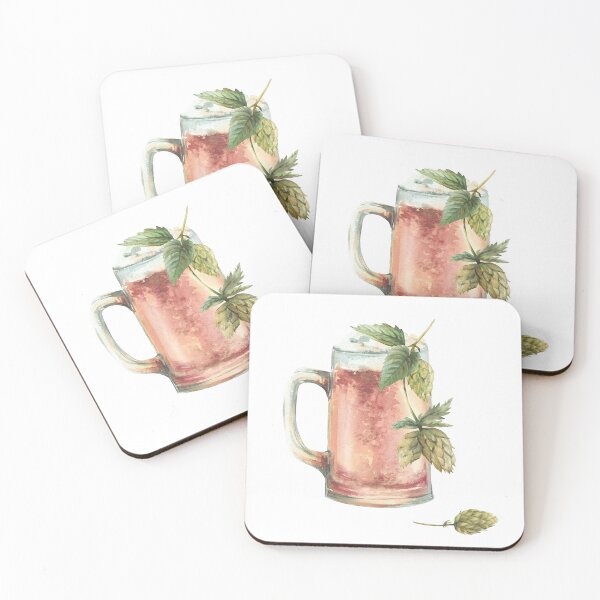Item preview, Beer mug with hop branch. Masses or litre of foamy Oktoberfest drink Watercolor illustration designed and sold by BartolArt.
