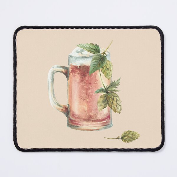 Item preview, Beer mug with hop branch. Masses or litre of foamy Oktoberfest drink Watercolor illustration designed and sold by BartolArt.