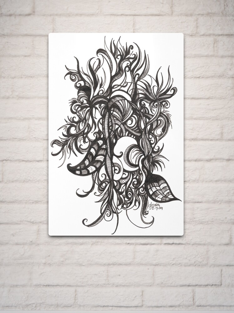 Metal Print, Tangled Bloom, Ink Drawing designed and sold by Danielle Scott