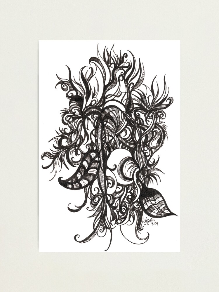 Alternate view of Tangled Bloom, Ink Drawing Photographic Print