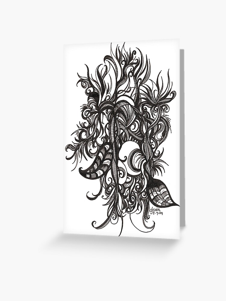Thumbnail 1 of 2, Greeting Card, Tangled Bloom, Ink Drawing designed and sold by Danielle Scott.