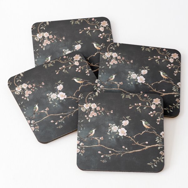 Item preview, Black and Pink Floral Chinoiserie Birds On Peony Branches designed and sold by JoBella-Designs.