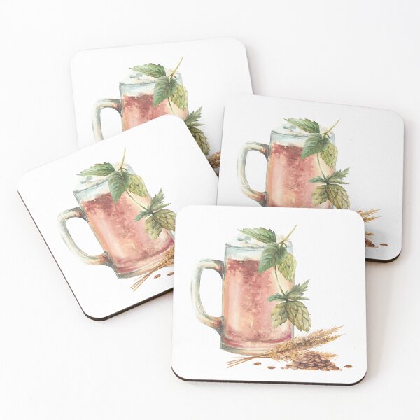 Item preview, Mug of beer with malt and hops. Masses or litre of foamy Oktoberfest drink Watercolor illustration designed and sold by BartolArt.