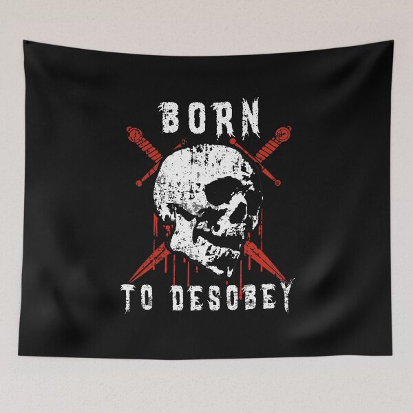 Item preview, Born To Disobey Skull Swords Blood Punk Metal Art designed and sold by Dmetalx Art Apparel.