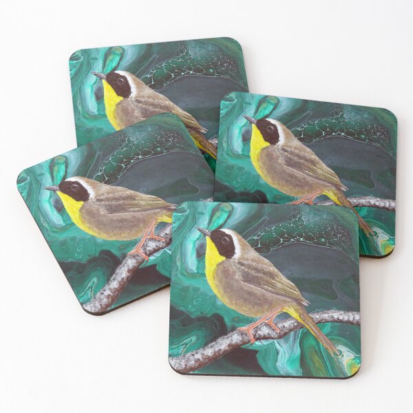 Item preview, Common Yellowthroat on Malachite designed and sold by Magpie's Miscellany.