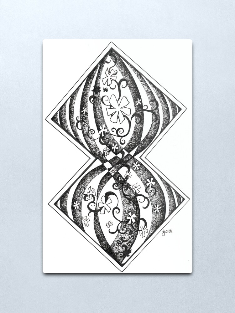 Alternate view of Flourish, Ink Drawing Metal Print