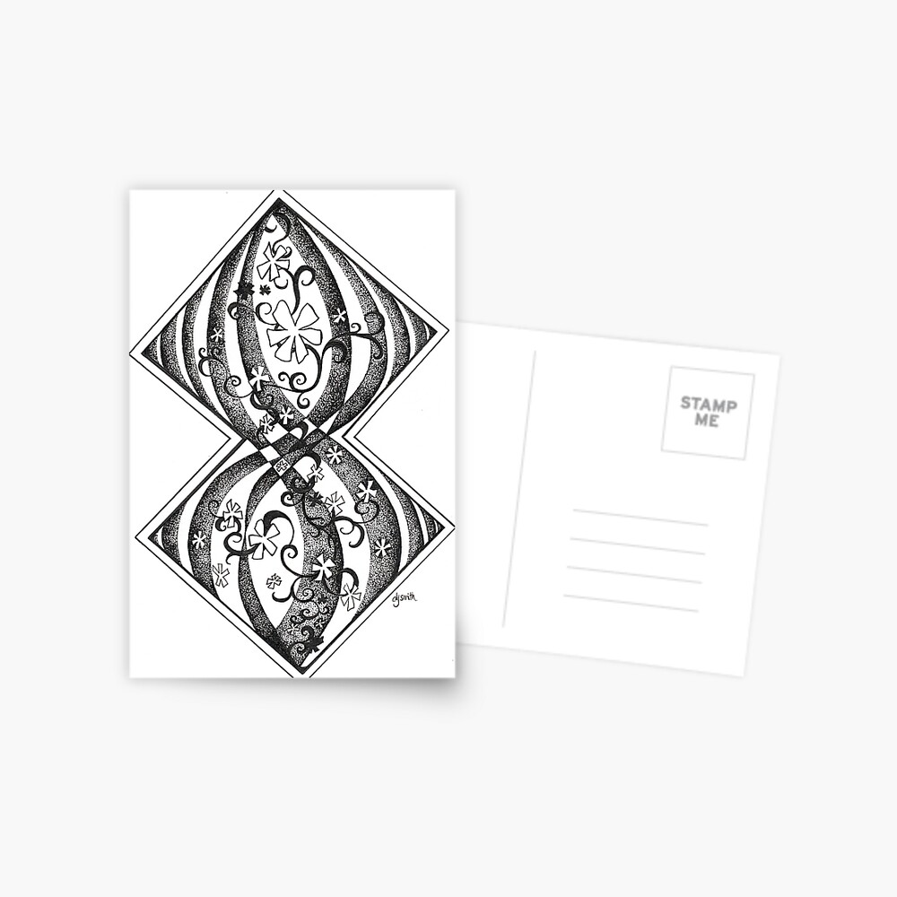 Flourish, Ink Drawing Postcard