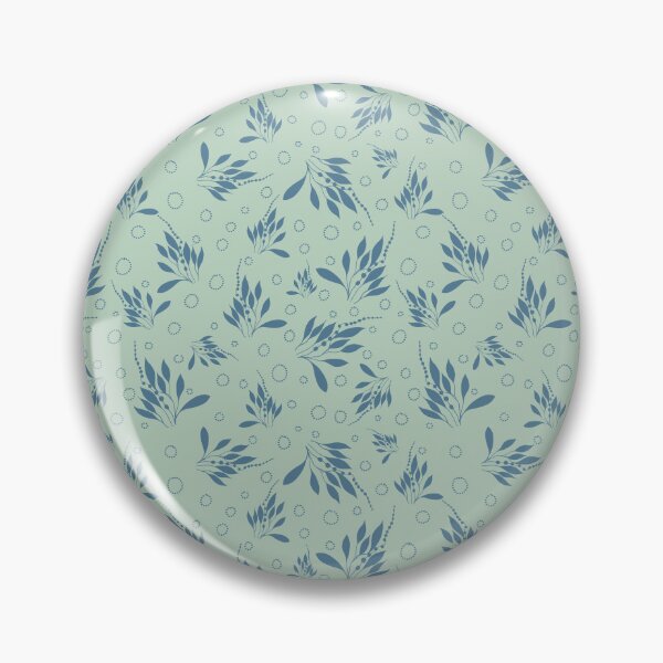 Item preview, Sea green floral on soft blue designed and sold by phatlizzardart.