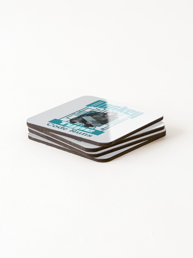 Thumbnail 4 of 5, Coasters (Set of 4), Monkey Type, Code Runs Funny Full-Stack Developer Software Engineer designed and sold by Vac1.