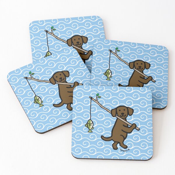 Item preview, Chocolate Labrador Retriever Fishing designed and sold by HappyLabradors.