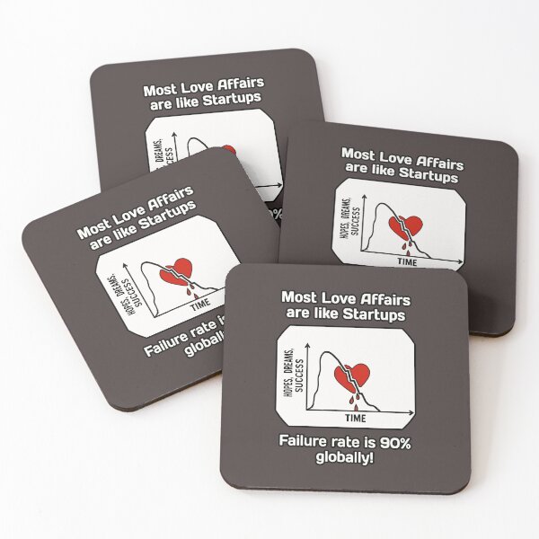 Item preview, Love vs Startup Funny Graph – 90% Failure Rate Meme designed and sold by PunArtistry.