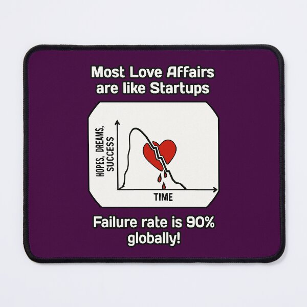 Item preview, Love vs Startup Funny Graph – 90% Failure Rate Meme designed and sold by PunArtistry.