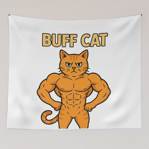 Item preview, Buff Cat Cartoon – Muscle Power designed and sold by Kunst-Shirt.