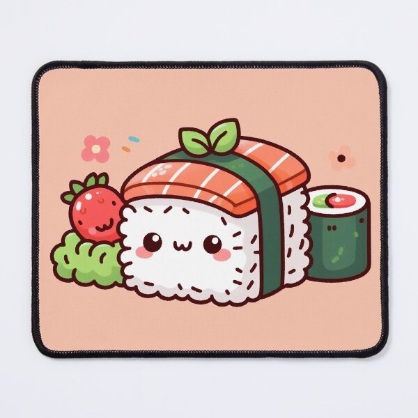Item preview, kawaii sushi character with smiling face designed and sold by Nimkaew.