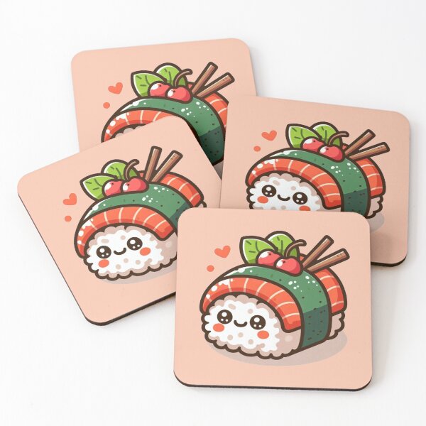 Item preview,  kawaii sushi  roll with smiling face designed and sold by Nimkaew.