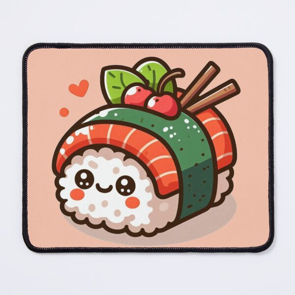 Item preview, kawaii sushi roll with smiling face designed and sold by Nimkaew.