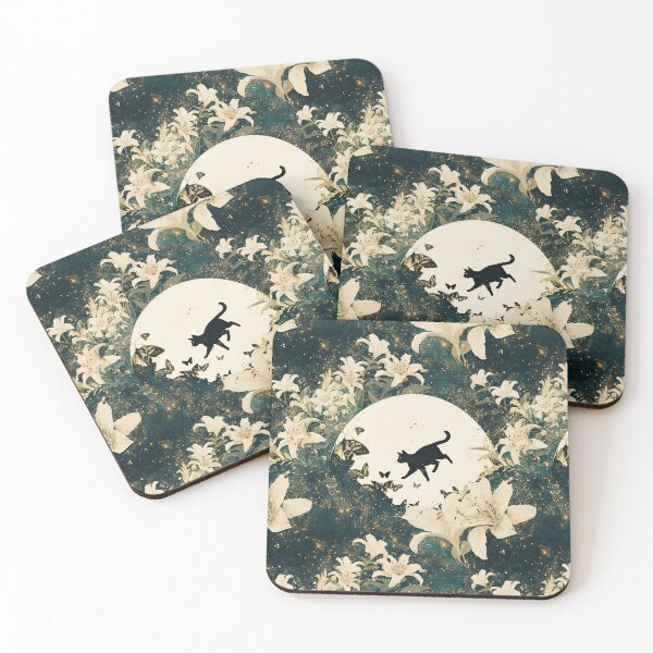 Item preview, Black Cat Lost in Garden of Lillies designed and sold by CalyCollab.