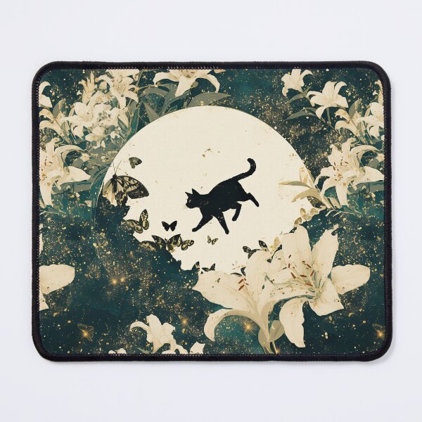Item preview, Black Cat Lost in Garden of Lillies designed and sold by CalyCollab.
