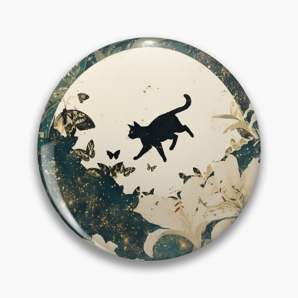 Item preview, Black Cat Lost in Garden of Lillies designed and sold by CalyCollab.