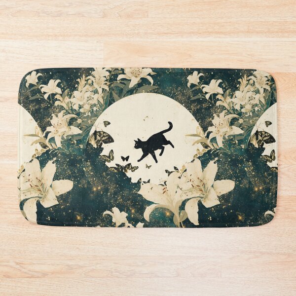 Item preview, Black Cat Lost in Garden of Lillies designed and sold by CalyCollab.