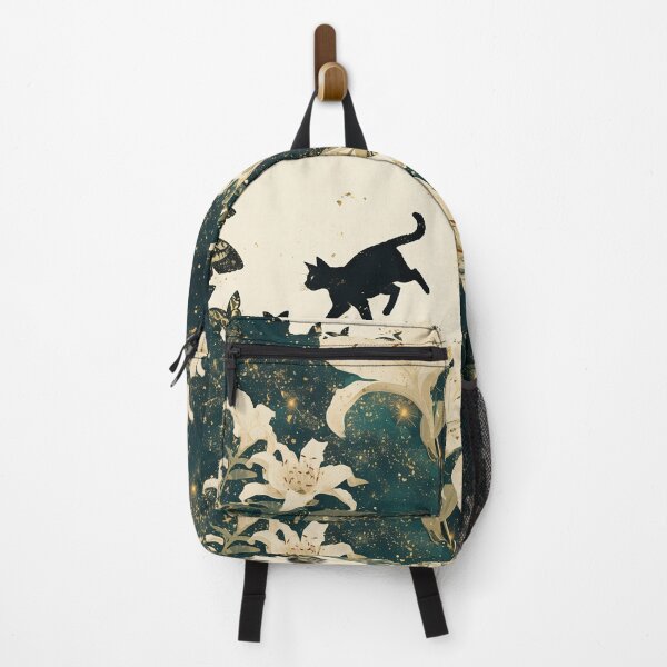 Item preview, Black Cat Lost in Garden of Lillies designed and sold by CalyCollab.