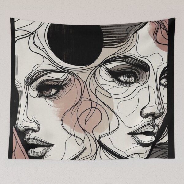 Item preview, Abstract Woman’s Head – AI Artwork with Bold Lines for Modern Women’s Clothing and Creative Fashion Accessories designed and sold by knalpot-design.