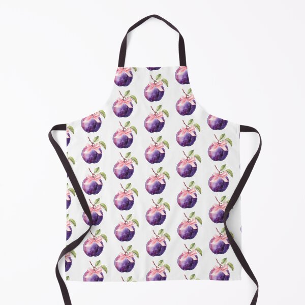 Item preview, Watercolor Plum with Pink Bow – Feminine Coquette Fruit Illustration designed and sold by DivinePassion.