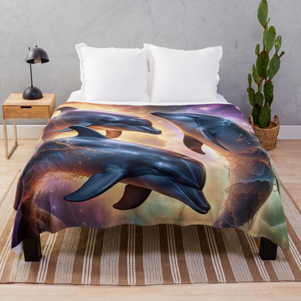 Vista previa del artículo con la obra «Celestial Cosmic Dolphin Print, Colorful Dolphin Design », diseñado y vendido por Primitive Design.