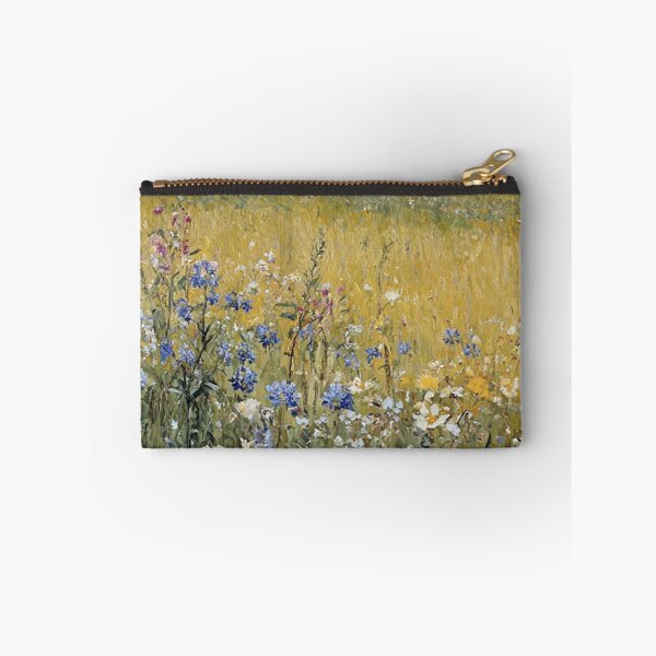 Item preview, Colorful Wildflower Meadow With Farmhouse Vintage Landscape Oil Painting designed and sold by JoBella-Designs.